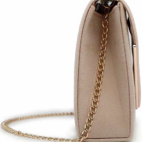 Women Faux Suede Evening Clutch Bag Formal Party Purse Wedding Prom - Picture 3 of 6
